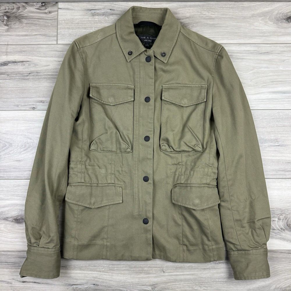 RAG & BONE Women's Sz 2 Chest Pocket Fatigue Army Military Utility Jacket Coat‎